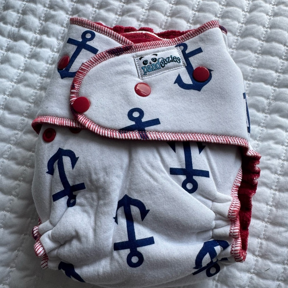 Pandeezies USN custom Nautical Anchor Print AIO cloth diaper